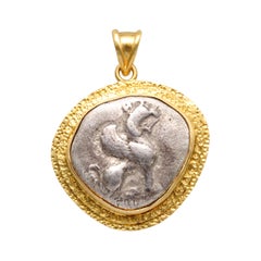Ancient Greek 6th Century BC Griffin Coin 18K Gold Pendant
