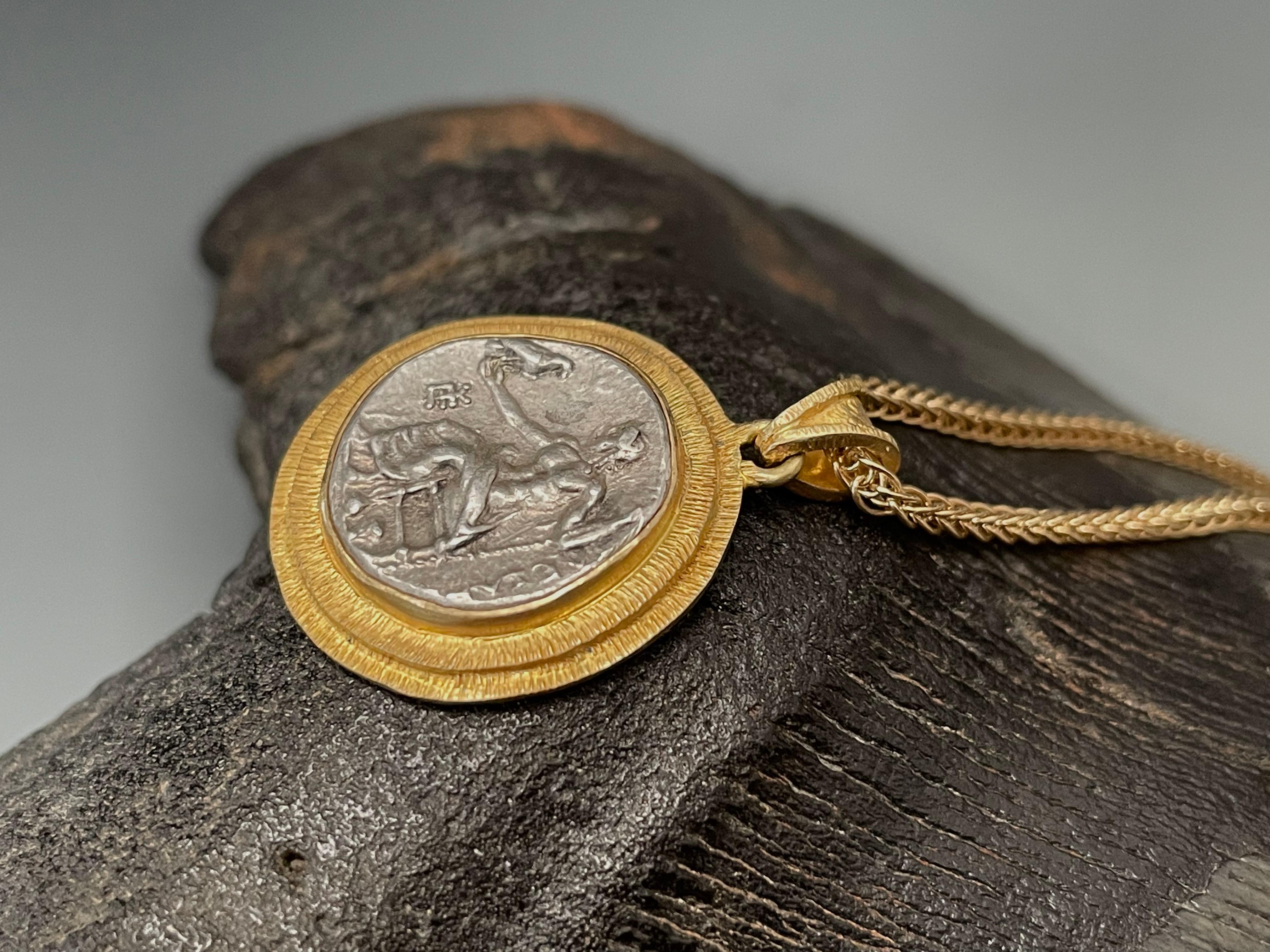 Women's or Men's Ancient Greek Alexander the Great Zeus Coin 18K Pendant