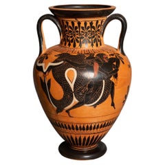 Ancient Greek Amphora with the myth of Hercules fighting Triton