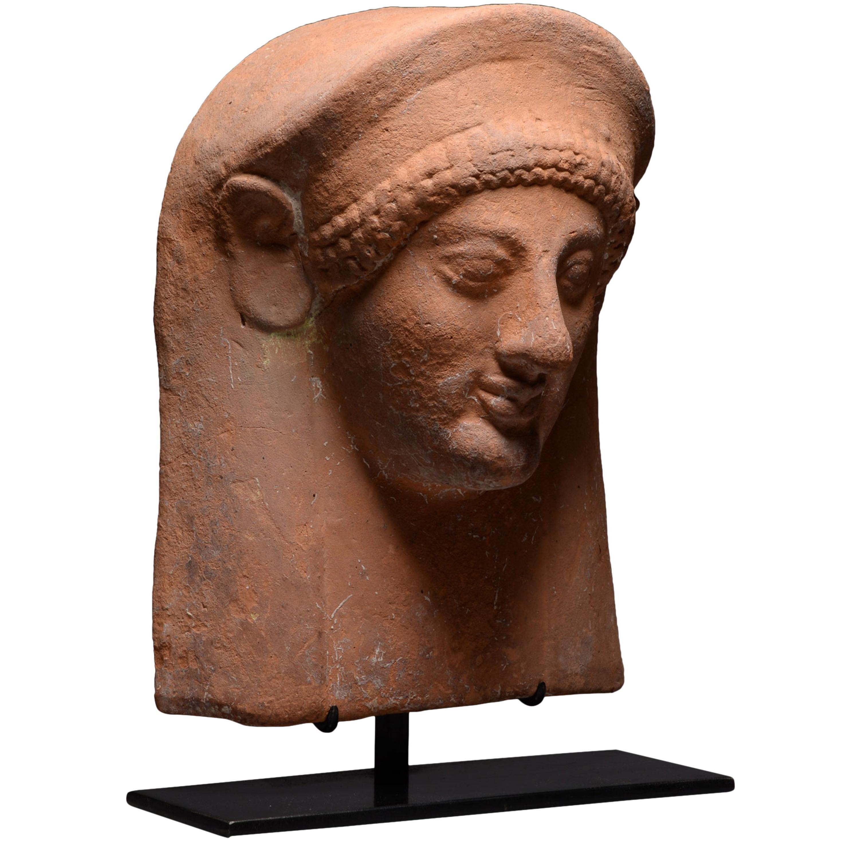 Ancient Greek Archaic Terracotta Female Protome, 550 BC