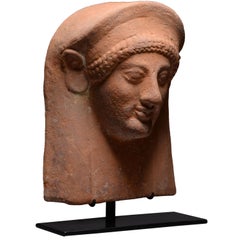 Ancient Greek Archaic Terracotta Female Protome, 550 BC