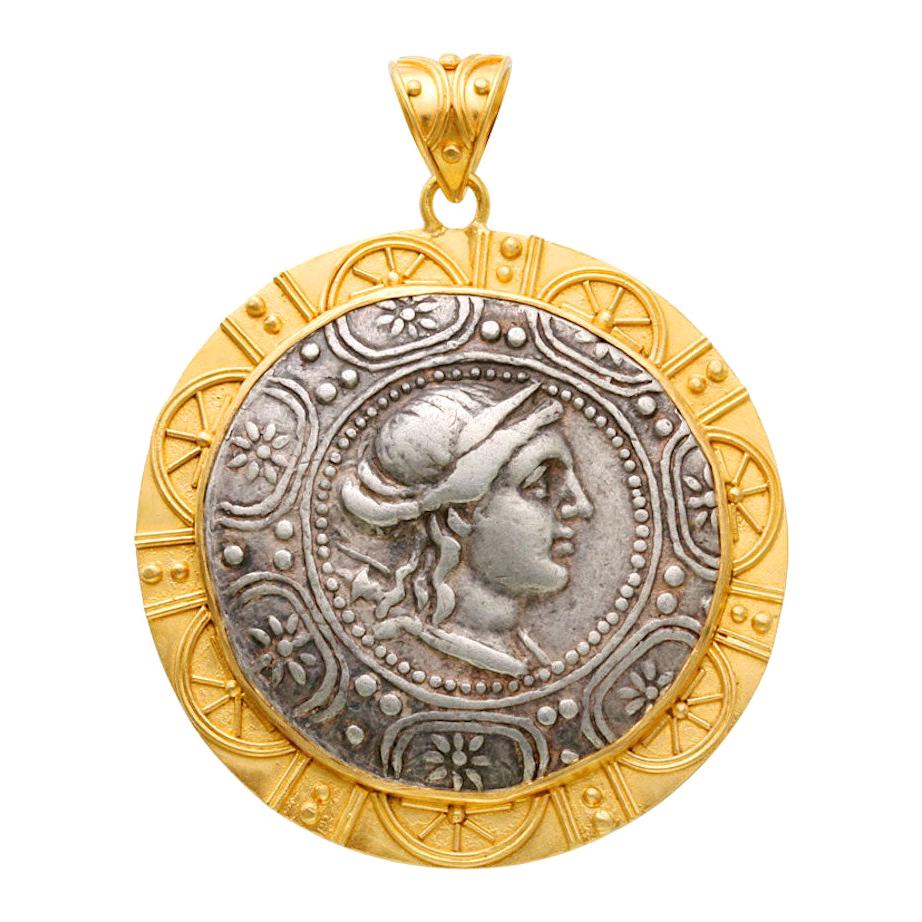 Steven Battelle Ancient Greek Artemis Coin Pendant 22k Gold