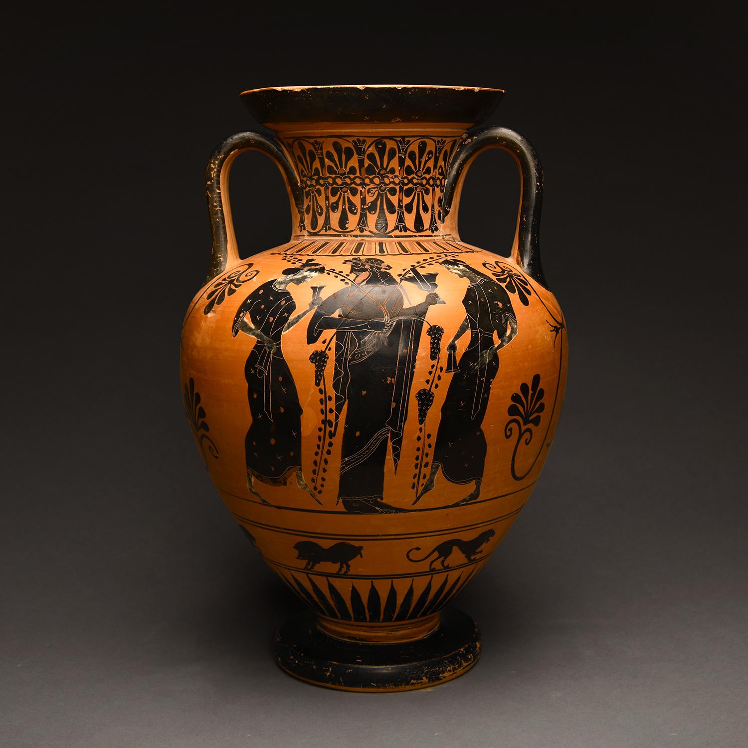 Greco-romano Ancient Greek Attic Black-Figured Neck Amphora in vendita