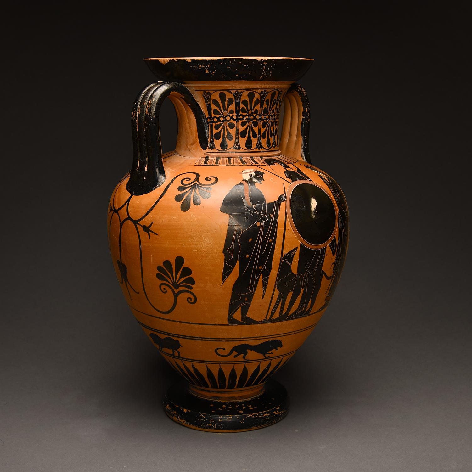 Greco Ancient Greek Attic Black-Figured Neck Amphora in vendita