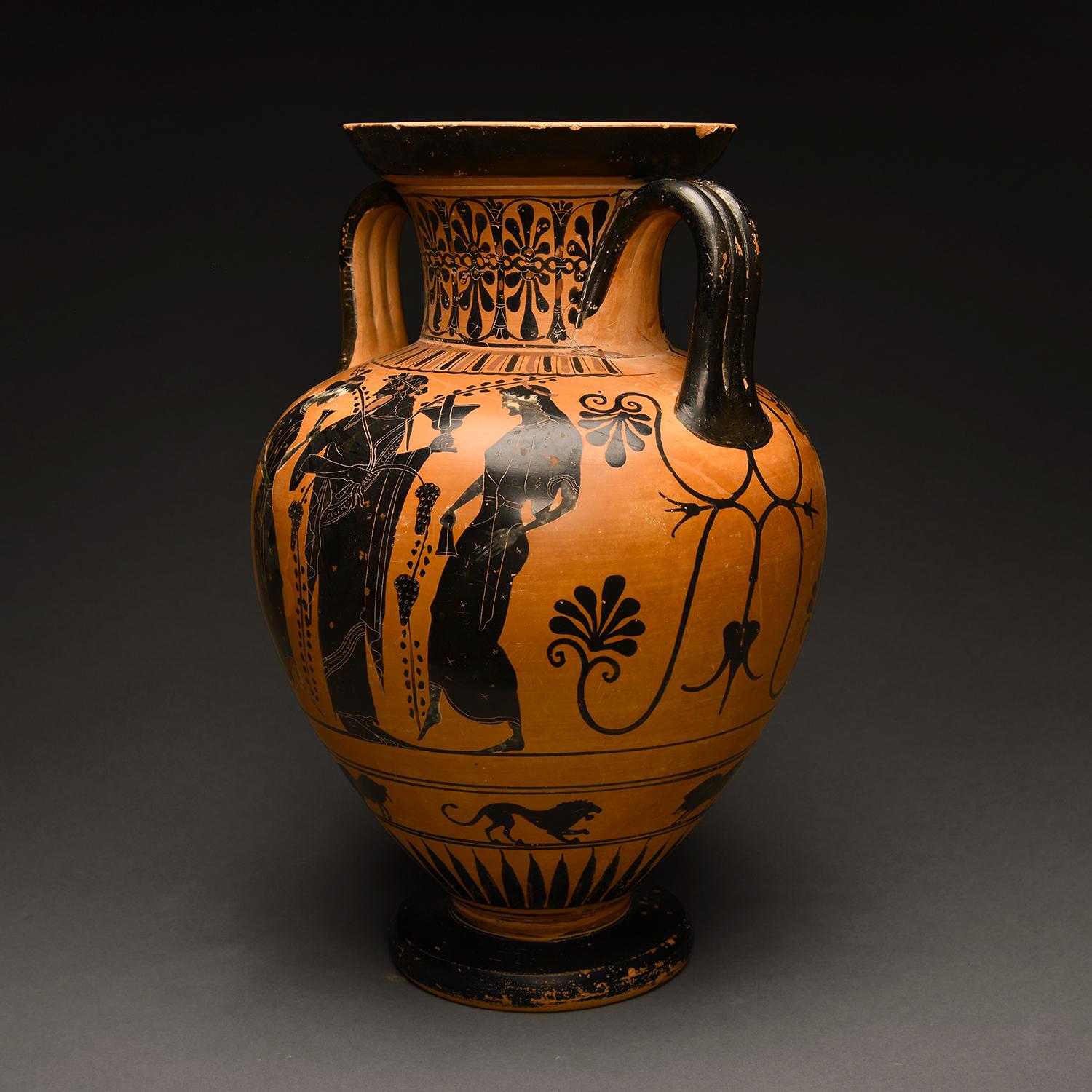Ancient Greek Attic Black-Figured Neck Amphora In condizioni ottime in vendita a Los Angeles, CA