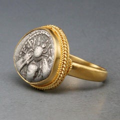 Ancient Greek Authentic 5th Century BC Ephesus Bee Coin 22K Gold Ring