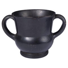 Ancient Greek Black Glaze Kantharos Wine Cup