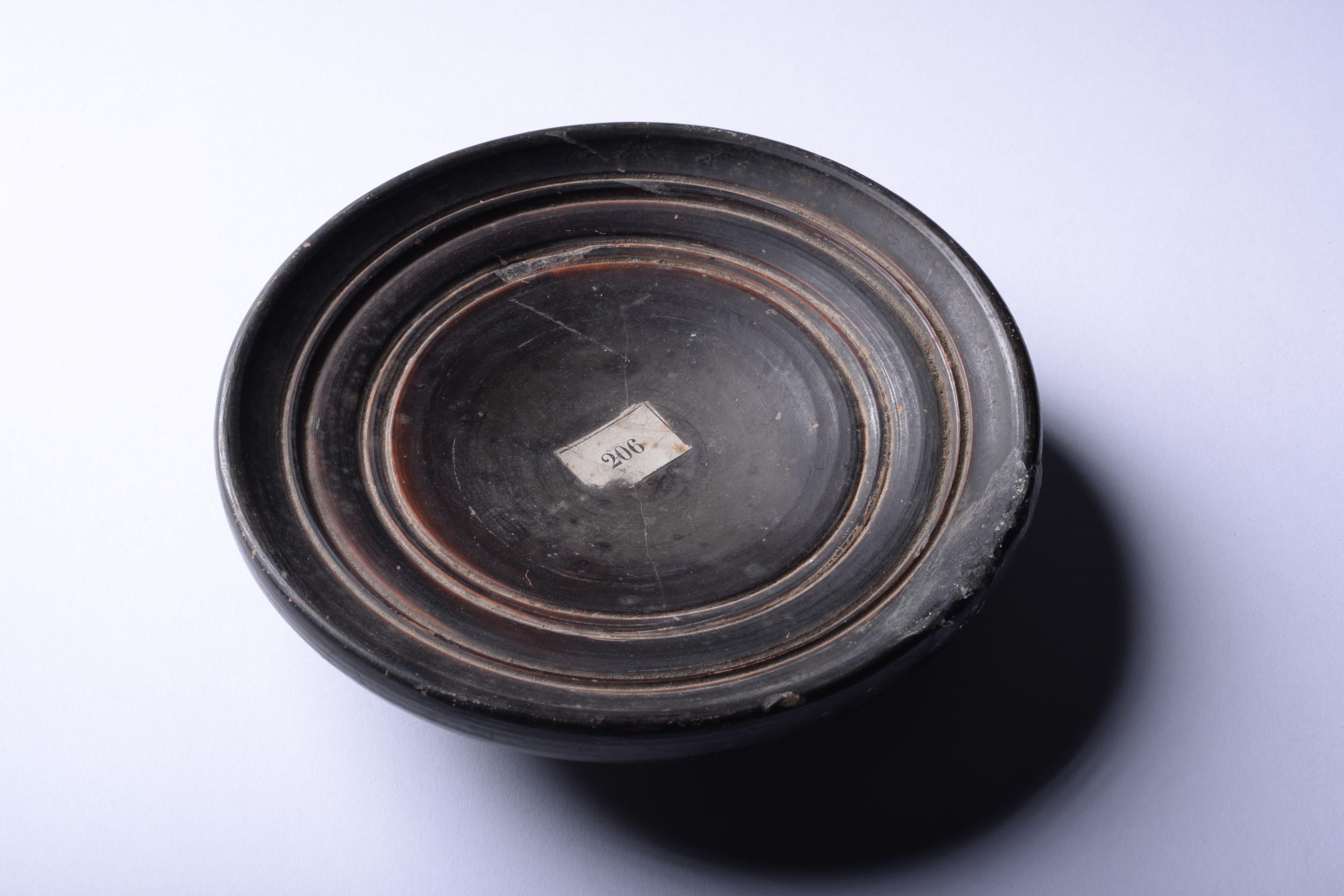 Italian Ancient Greek Black Glaze Terracotta Dish 