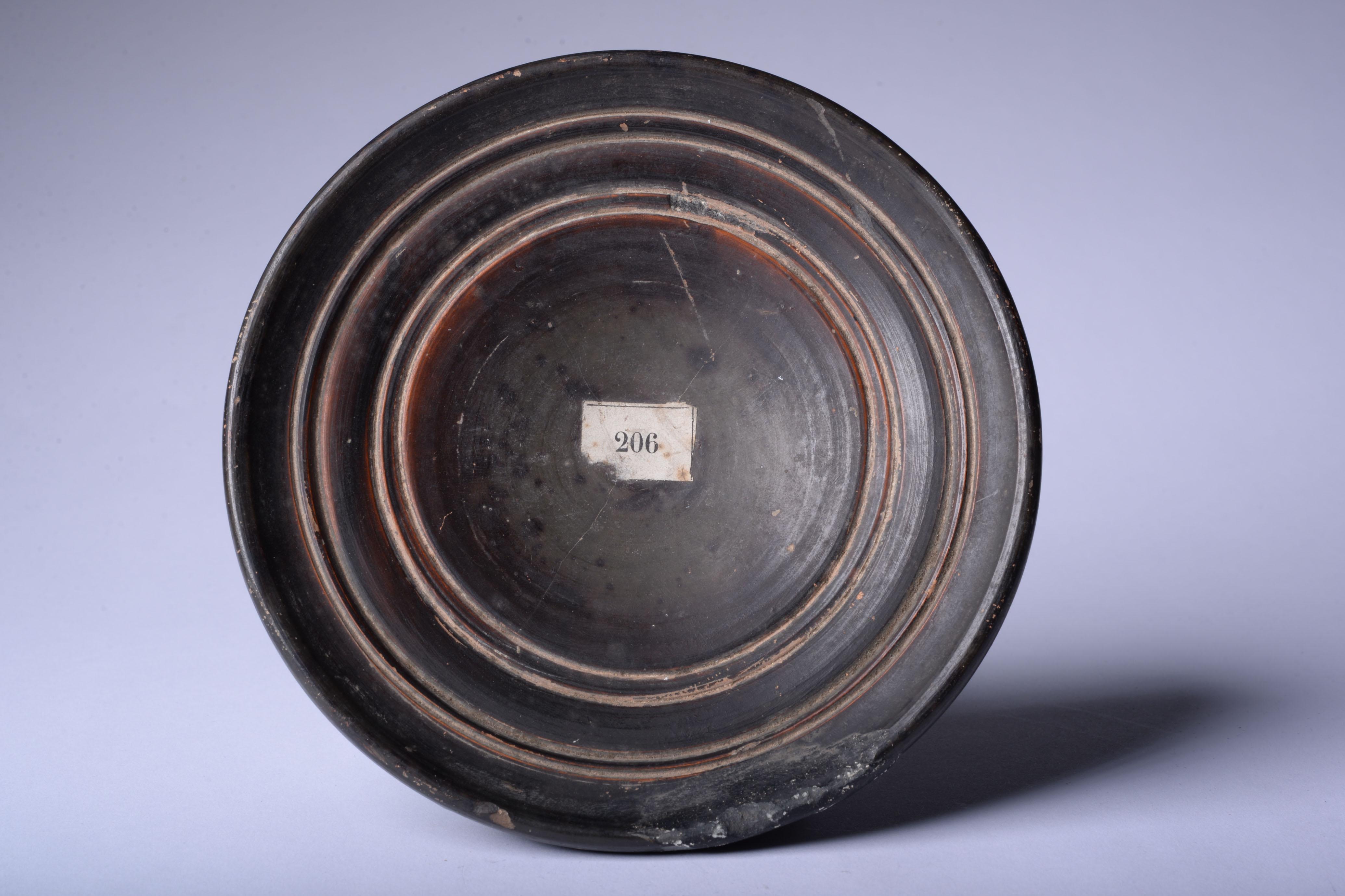 Ancient Greek Black Glaze Terracotta Dish  1