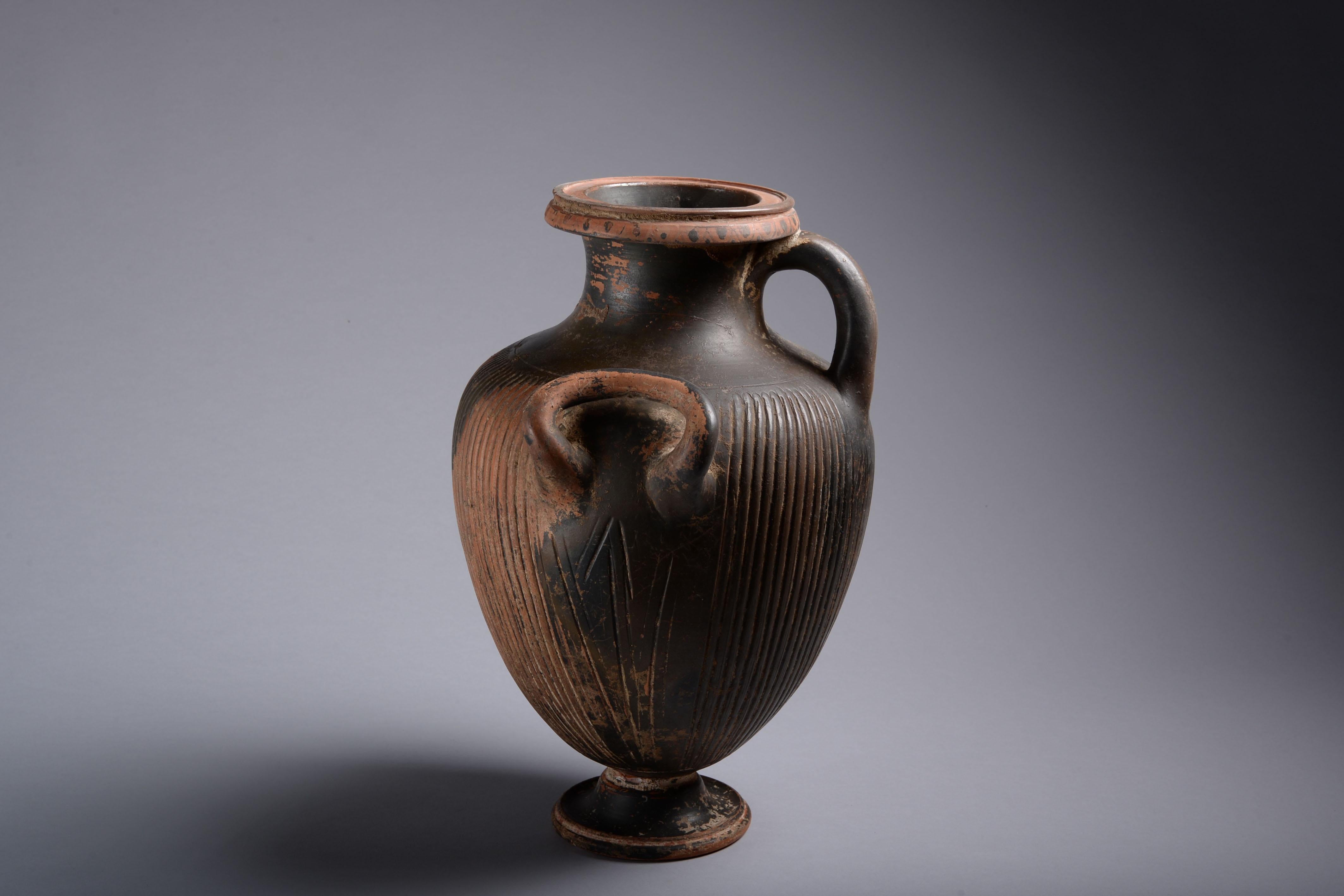 Classical Greek Greek Black Glazed Pottery Hydria