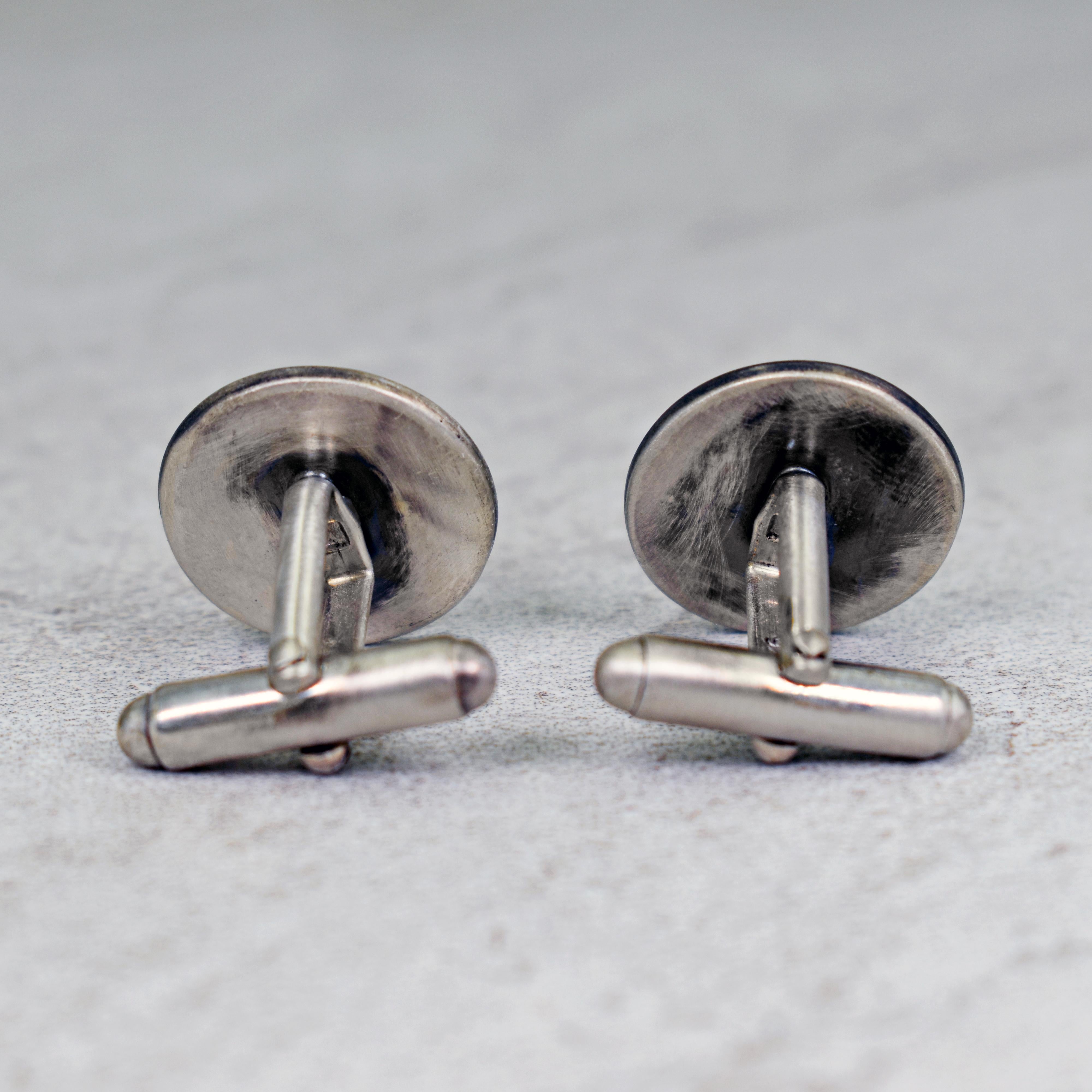 Contemporary Ancient Roman Bronze Coin Sterling Silver Cufflinks