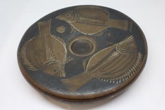 Ancient Greek Ceramic Plate with Fish Decor 4th Century BC