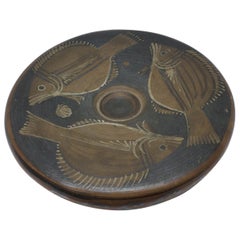 Ancient Greek Ceramic Plate with Fish Decor 4th Century BC