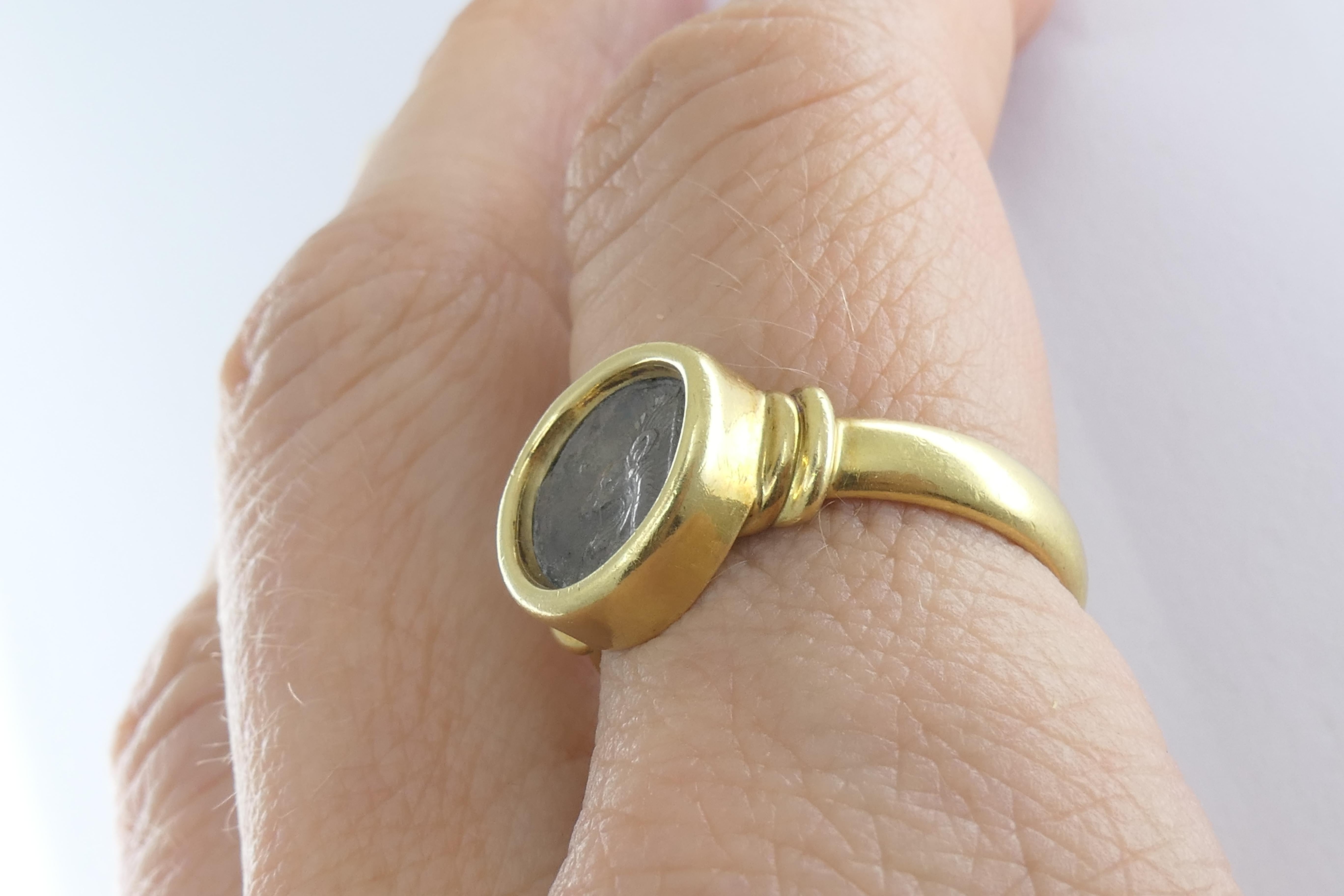 Ancient Greek Coin 18k Gold Ring 6