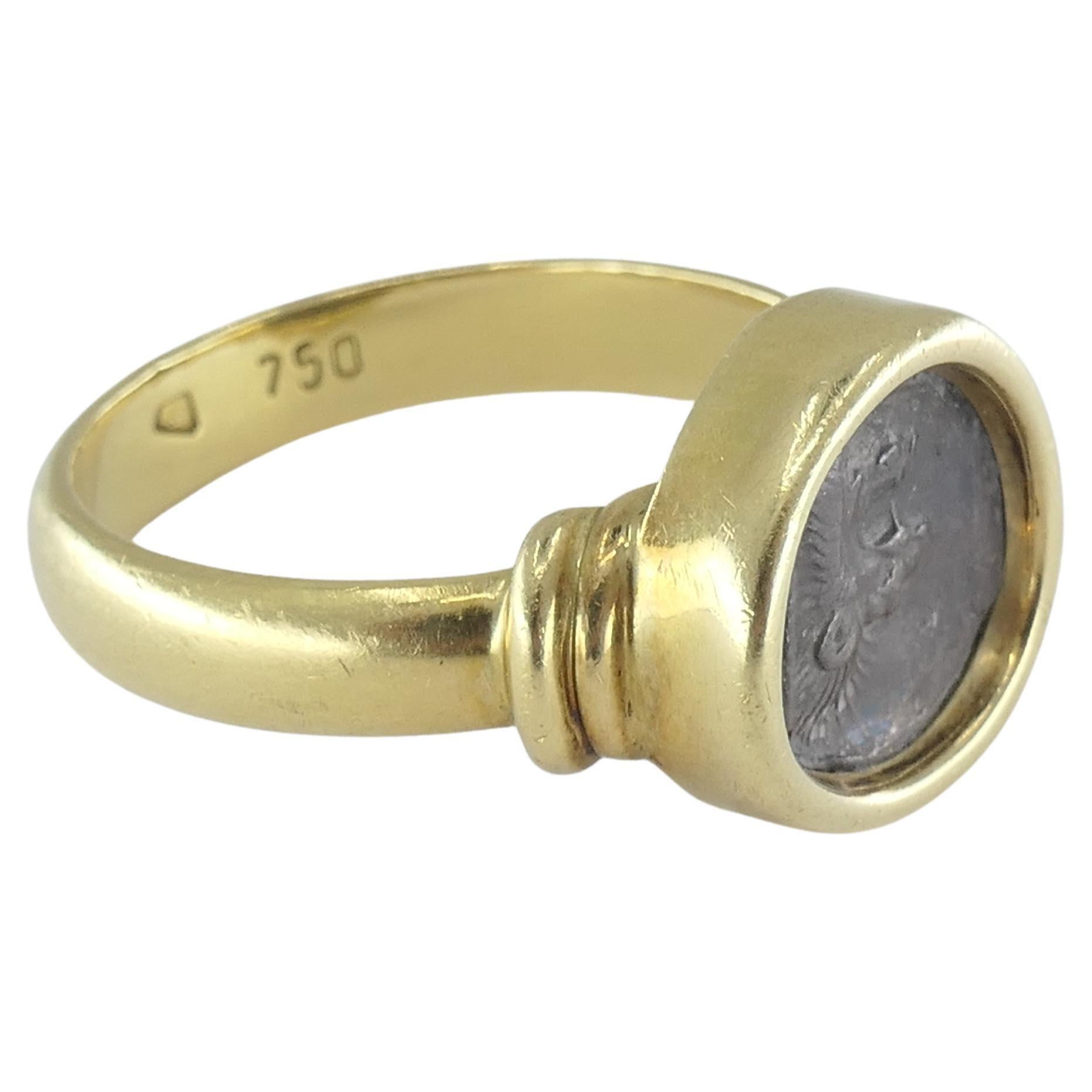 Women's or Men's Ancient Greek Coin 18k Gold Ring