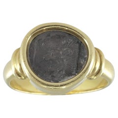 Vintage Ancient Greek Coin 18k Gold Ring