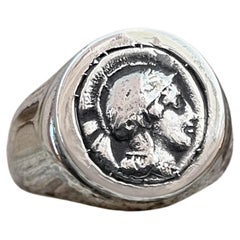 Antique Ancient Greek Coin 5th century BC Silver Ring depicting the Goddess Athena