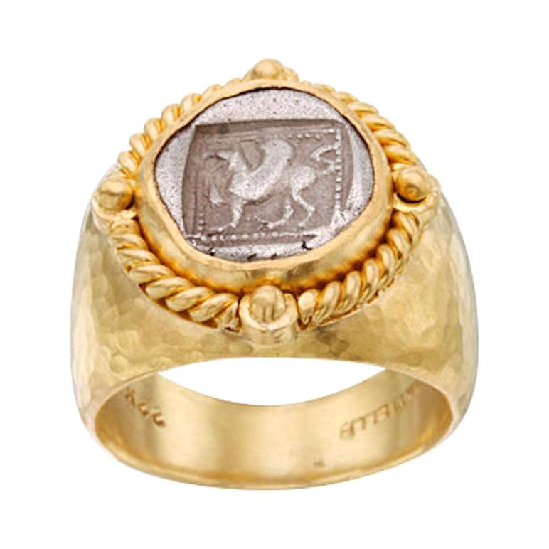 Ancient Greek 5th Century BC Griffin Coin Ring 22K Gold