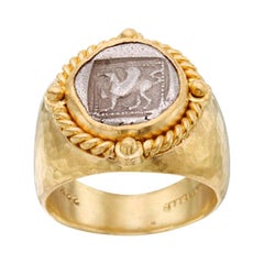 Antique Ancient Greek 5th Century BC Griffin Coin Ring 22K Gold