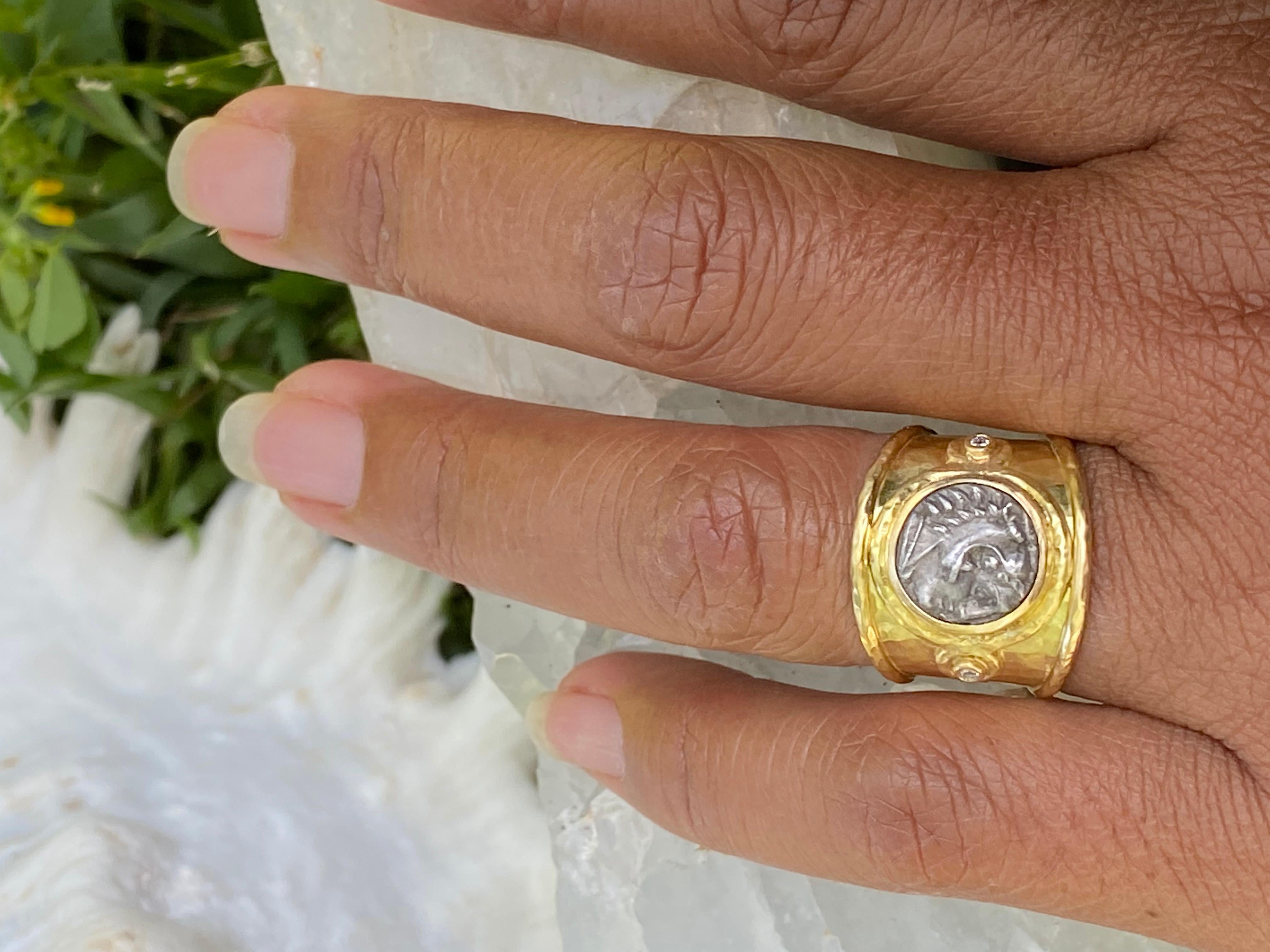Steven Battelle Antike griechische Herakles Münze mit Diamanten Cocktail-Ring (Klassisch-griechisch)