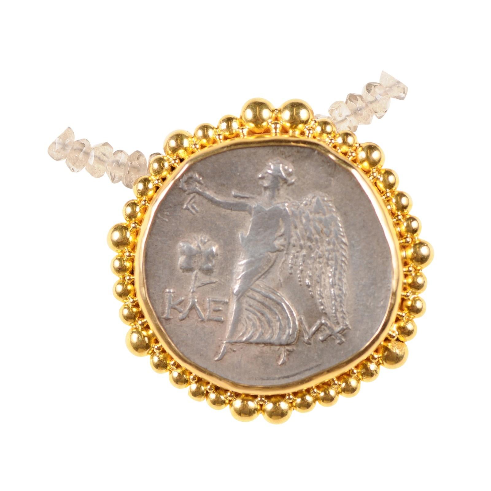 Ancient Greek Coin in 22k Gold Pendant (pendant only) For Sale 2