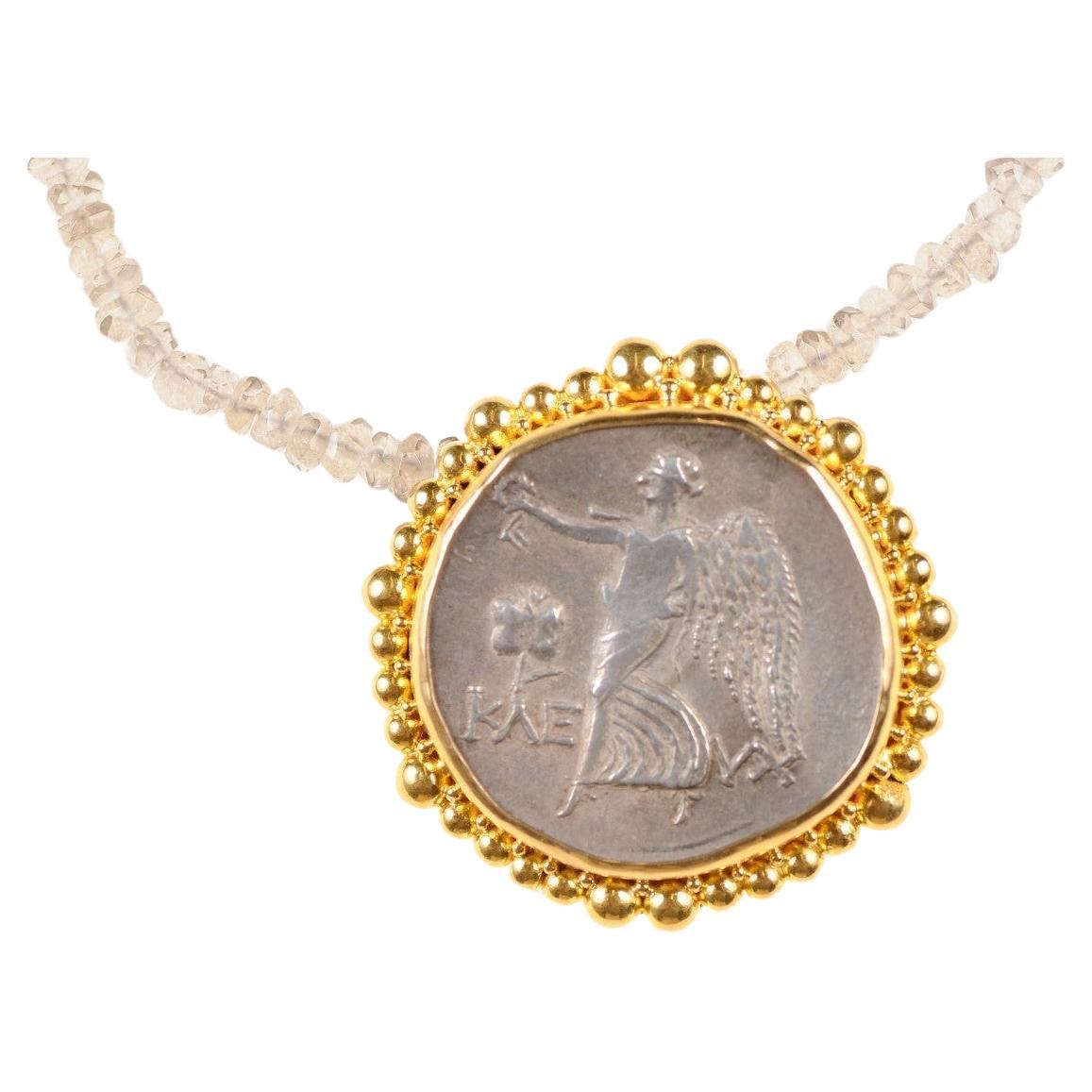 Ancient Greek Coin in 22k Gold Pendant (pendant only) For Sale