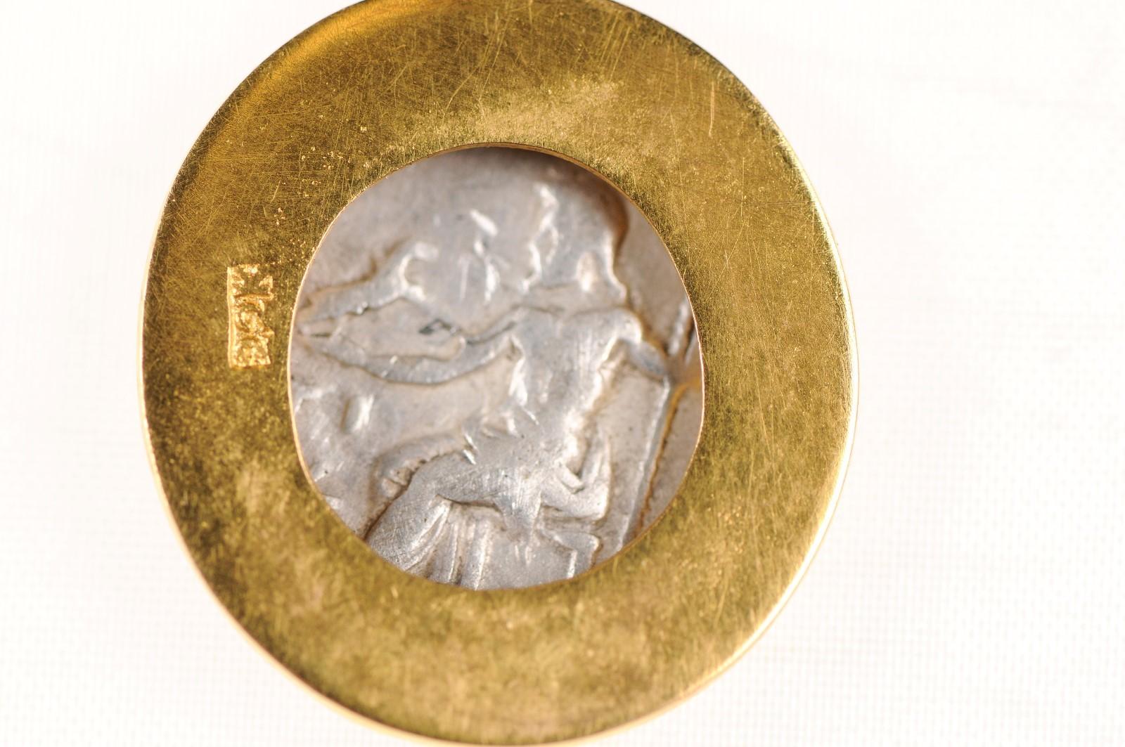 Antike griechische Münze und Tansanit-Anhänger (pendant nur) im Angebot 1