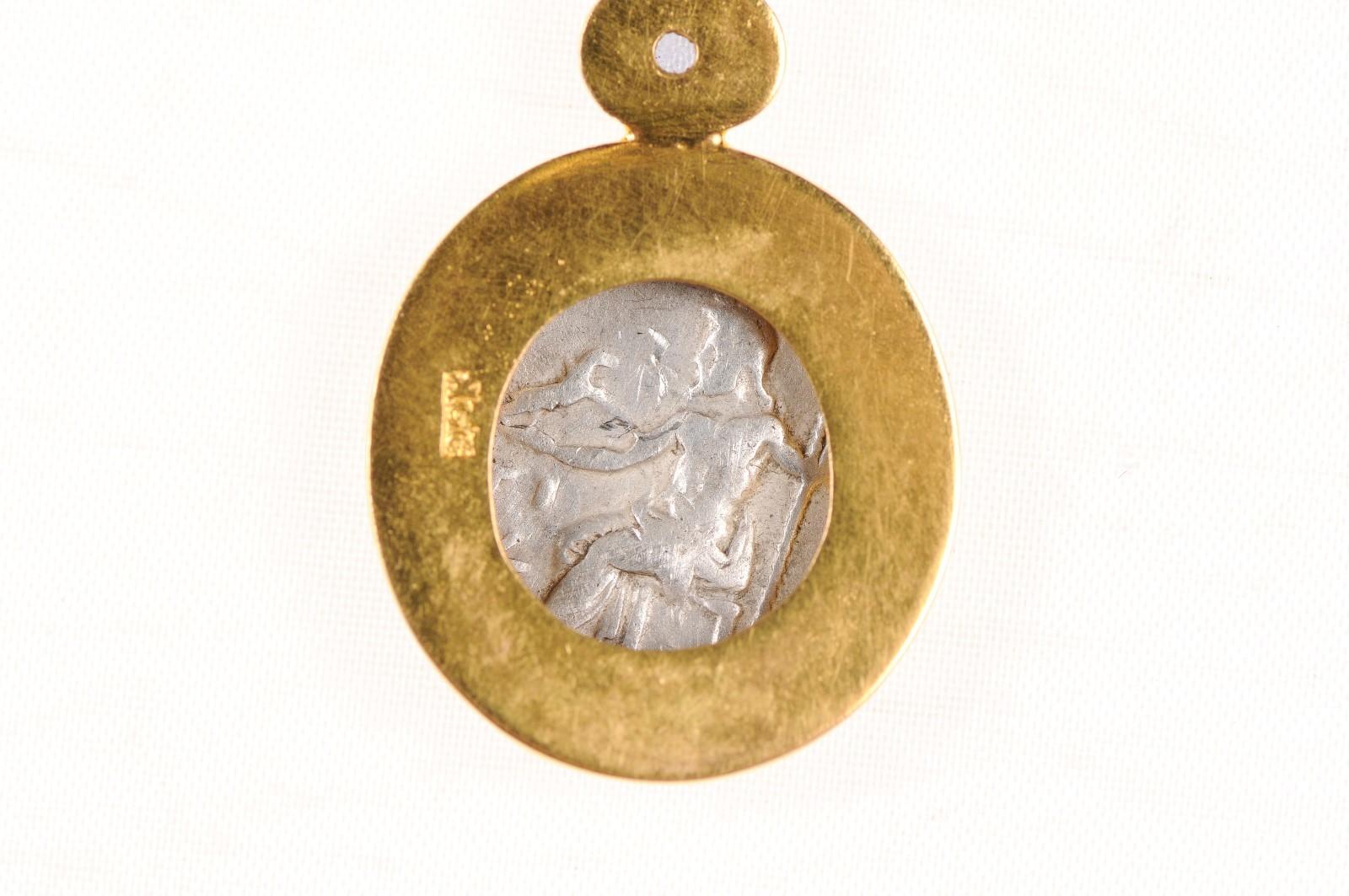 Antike griechische Münze und Tansanit-Anhänger (pendant nur) im Angebot 3