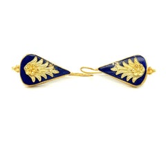 Ancient Greek Design Lapis Lazuli Earrings in 18K Gold