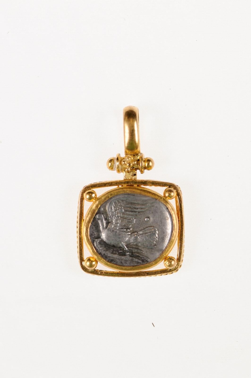 Classical Greek Ancient Greek Dove Coin Pendant (pendant) For Sale