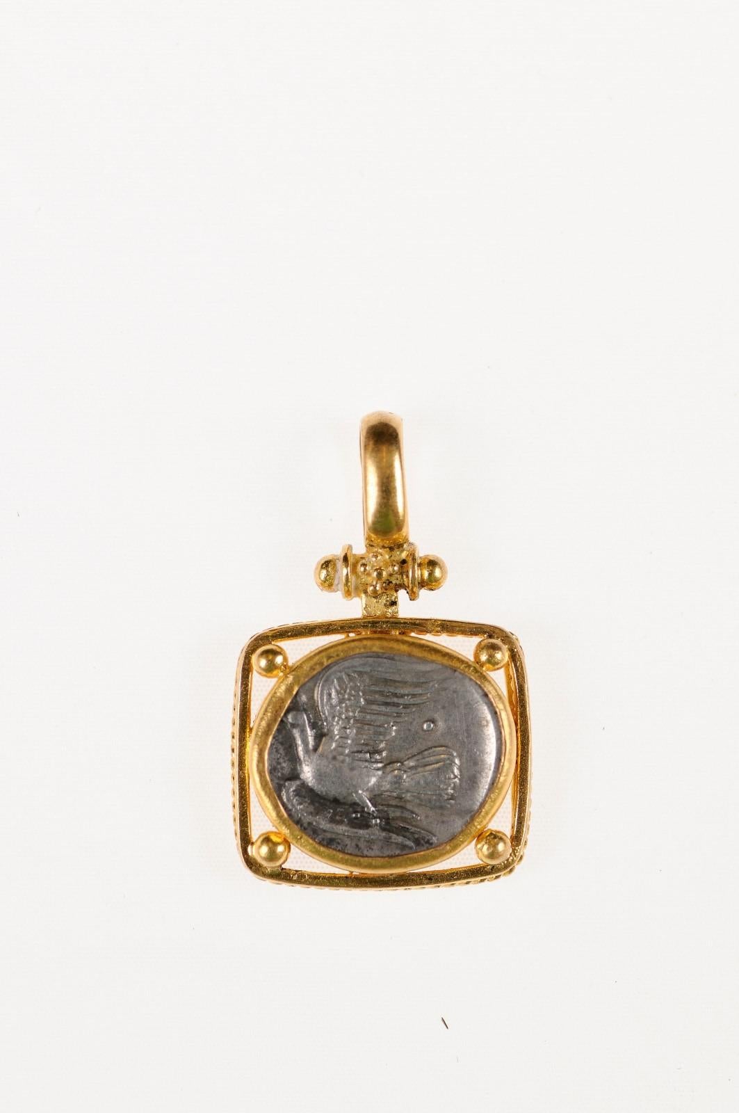 Women's or Men's Ancient Greek Dove Coin Pendant (pendant) For Sale