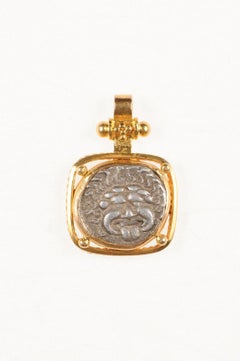 Ciondolo con moneta dracma greca antica 22k (solo ciondolo)
