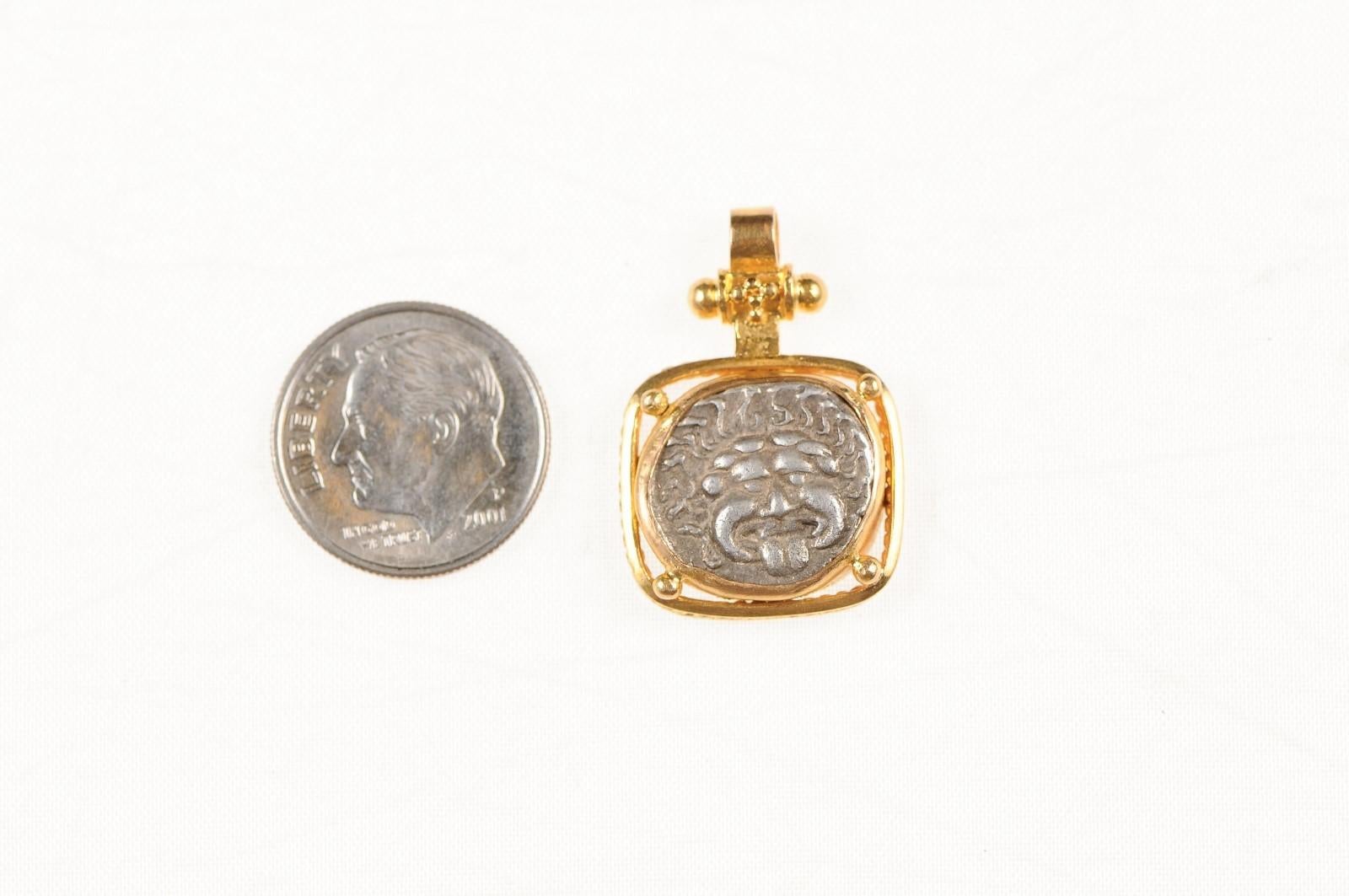 Women's or Men's Ancient Greek Drachm Coin 22k Pendant (pendant only) For Sale