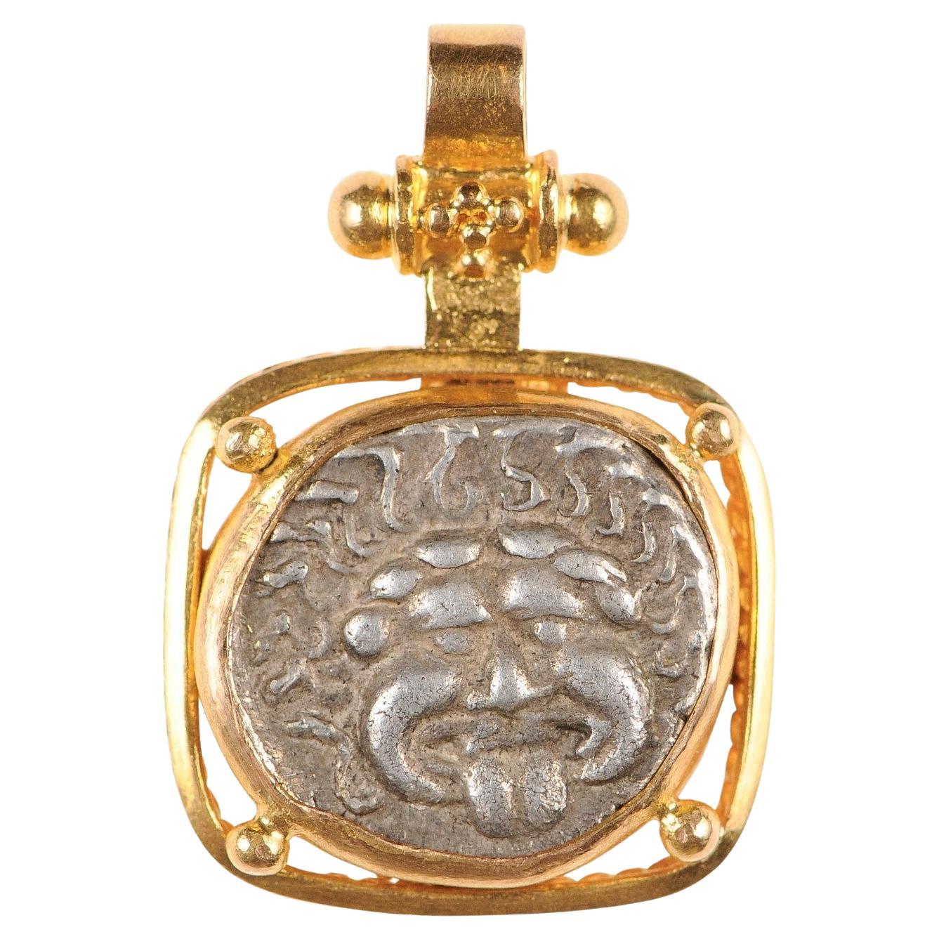 Ancient Greek Drachm Coin 22k Pendant (pendant only)