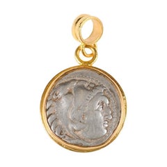 Ancient Greek Drachm Coin, Circa 3rd Century BC, set in 22k Gold