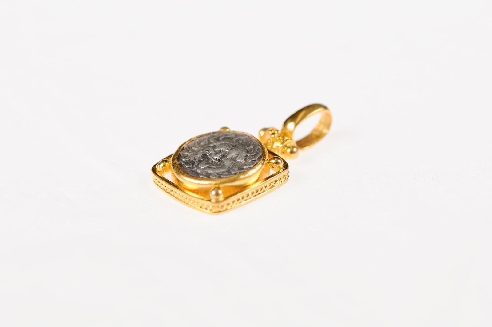 Ancient Greek Drachm Coin Pendant (pendant only) For Sale 6