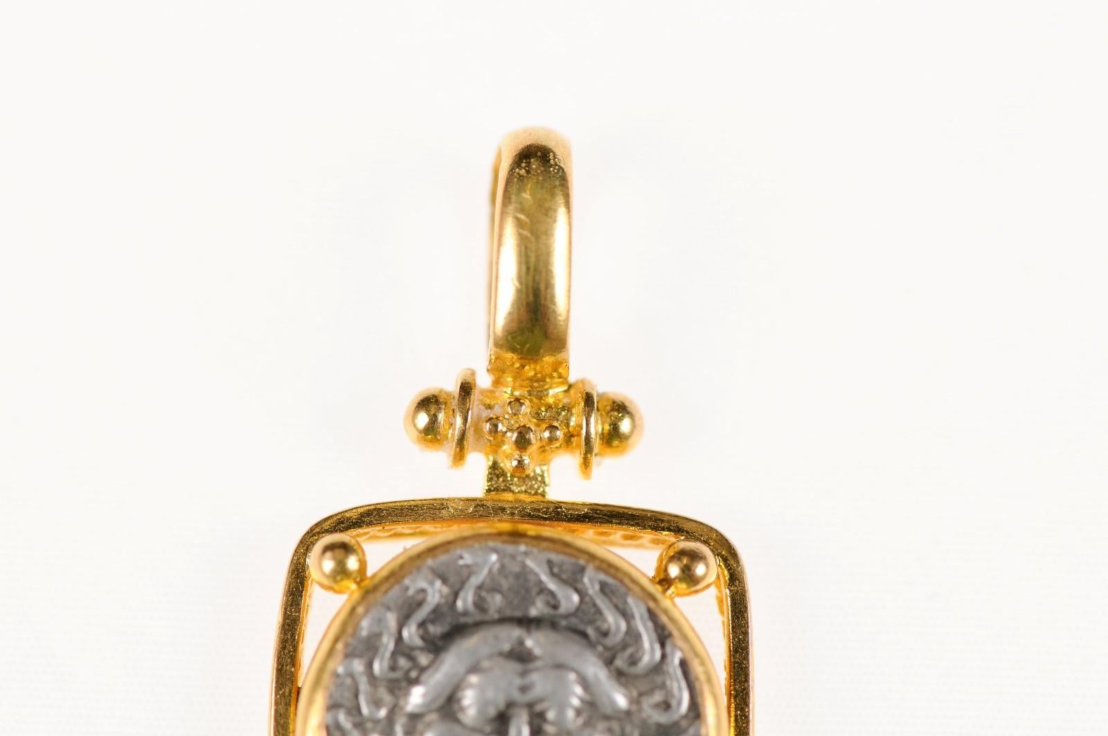 Ancient Greek Drachm Coin Pendant (pendant only) For Sale 1