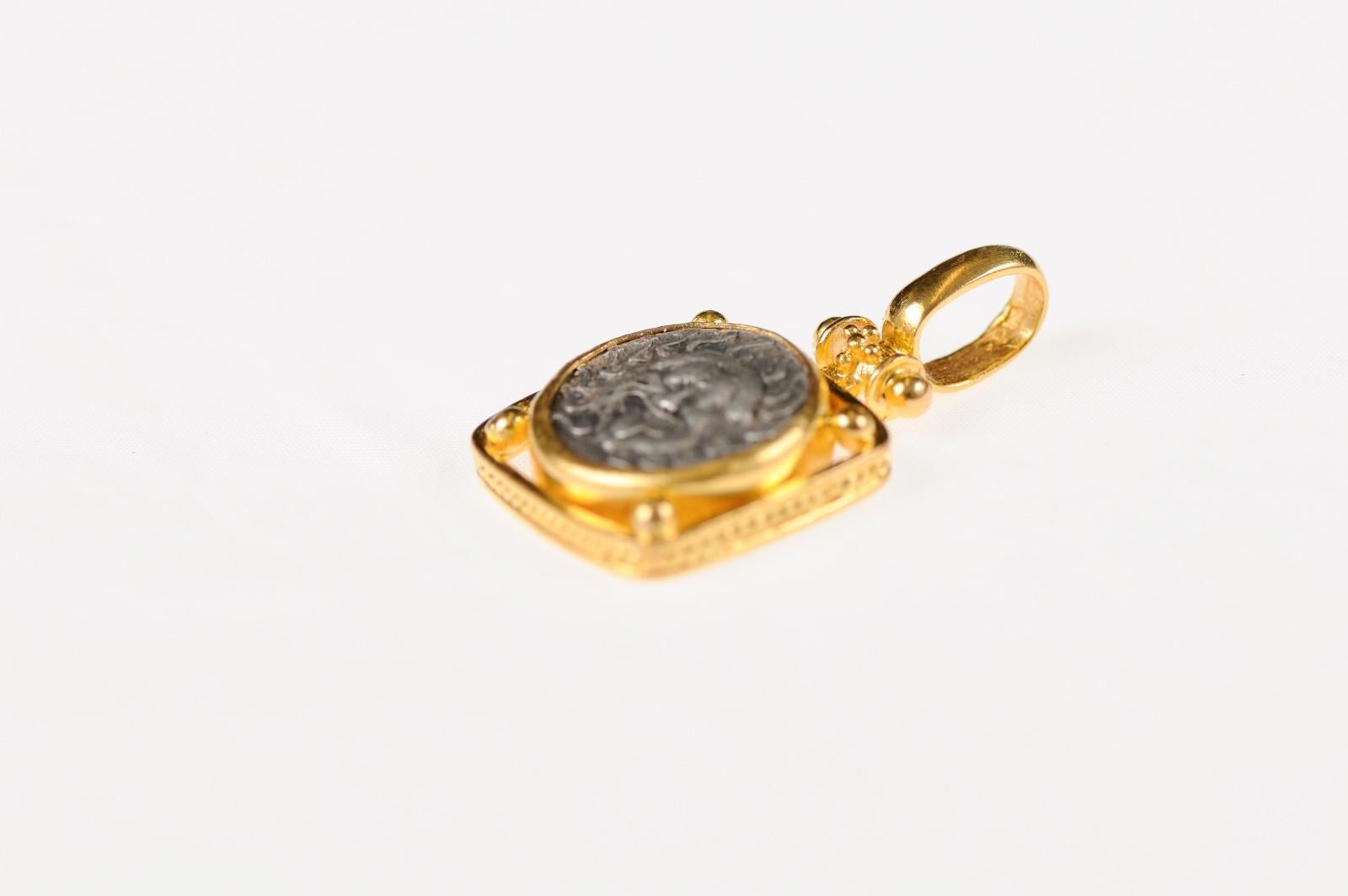 Ancient Greek Drachm Coin Pendant (pendant only) For Sale 4
