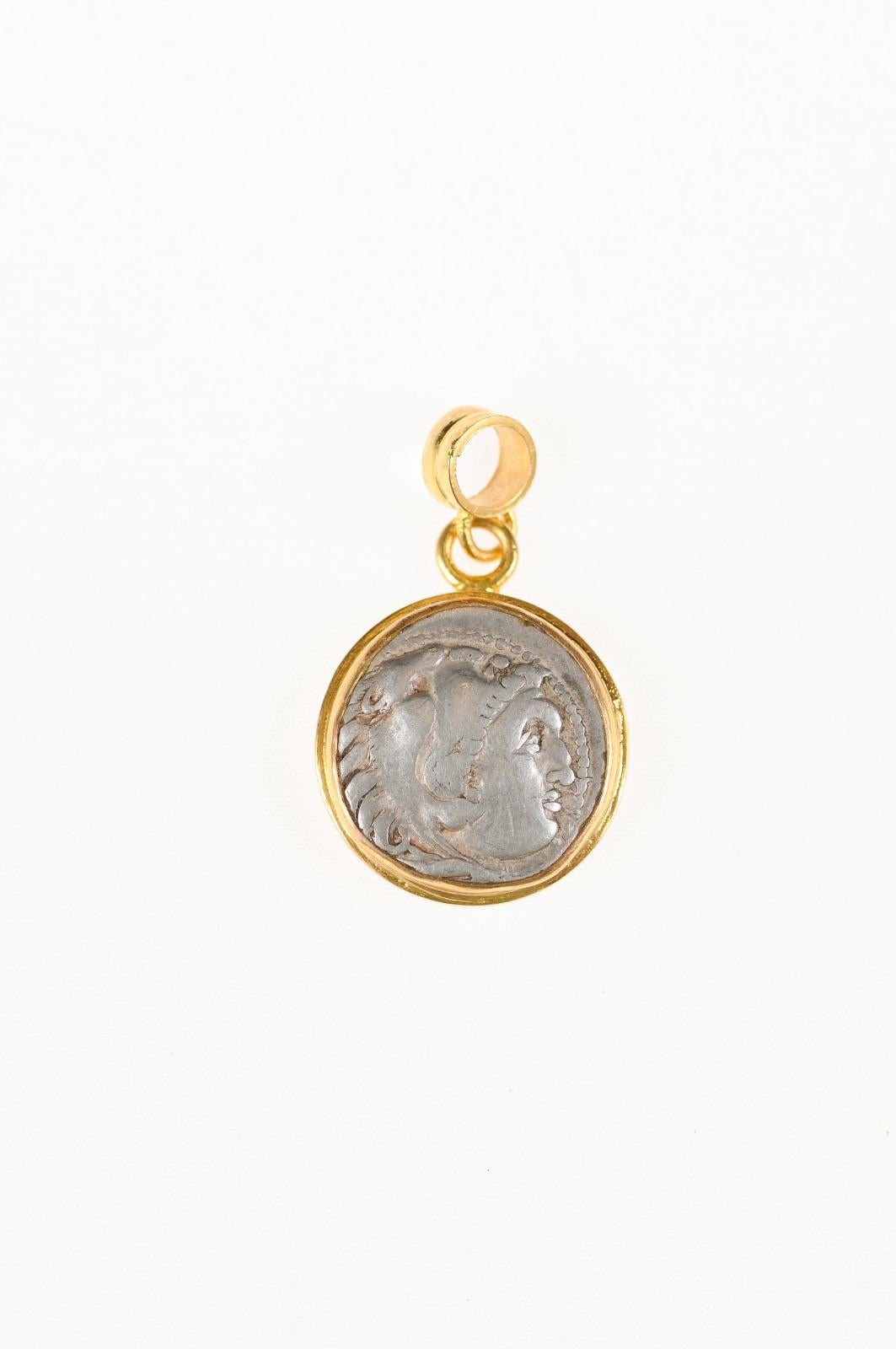 Classical Greek Ancient Greek Drachm Pendant (pendant only) For Sale