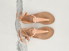 Ancient Greek gladiator Natural beige leather Estia T-bar leather sandals 40 10