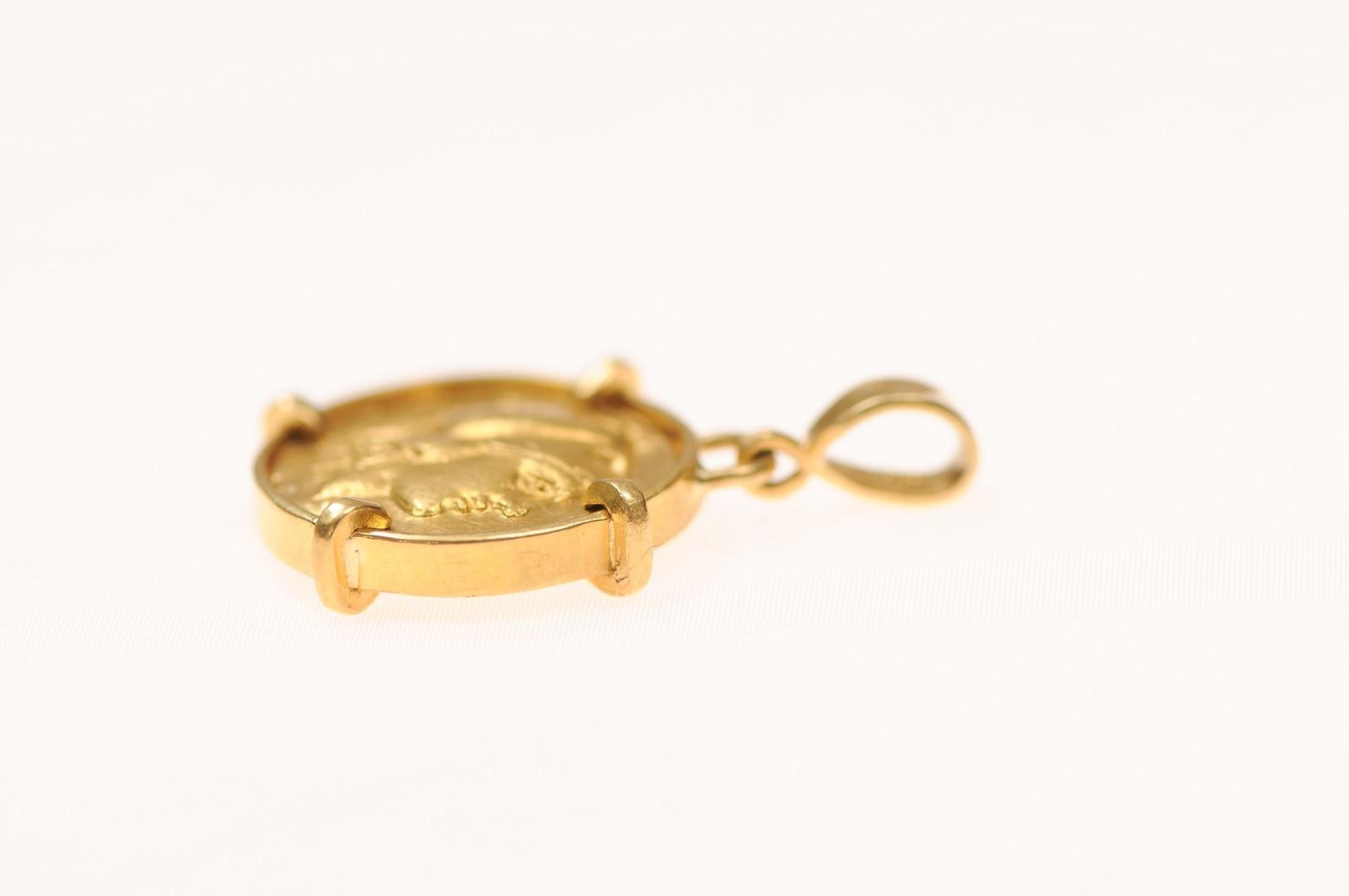 Classical Greek Ancient Greek Gold Stater [coin} Pendant with 22K Gold (pendant only) For Sale
