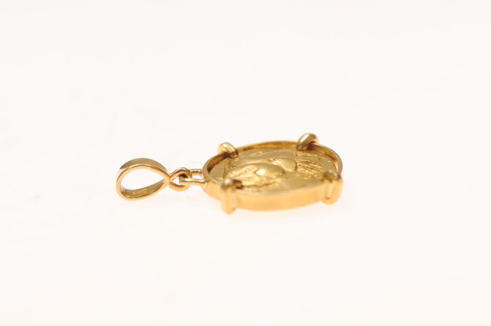 Ancient Greek Gold Stater [coin} Pendant with 22K Gold (pendant only) In Excellent Condition For Sale In Atlanta, GA