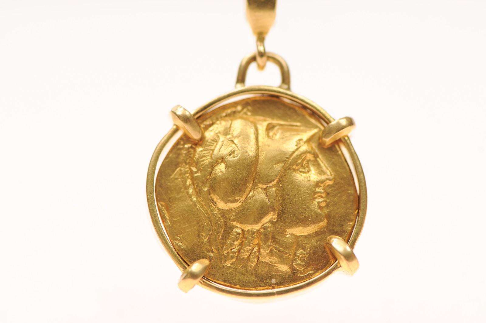 Ancient Greek Gold Stater [coin} Pendant with 22K Gold (pendant only) For Sale 2