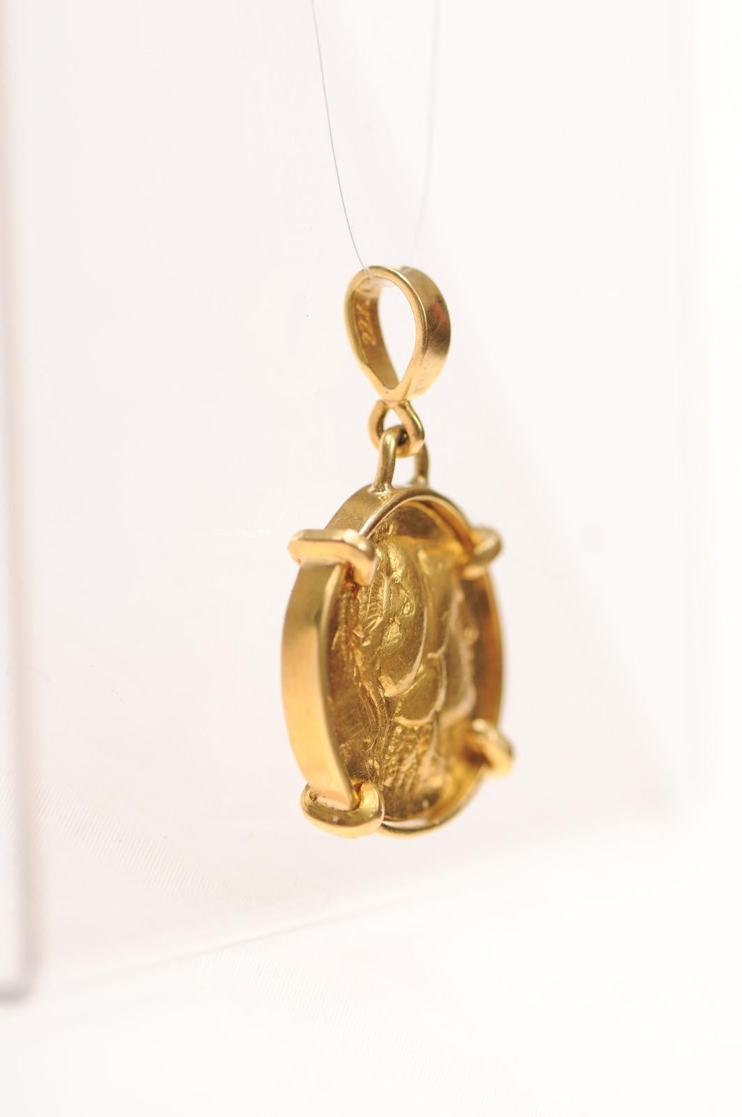 Ancient Greek Gold Stater [coin} Pendant with 22K Gold (pendant only) For Sale 3