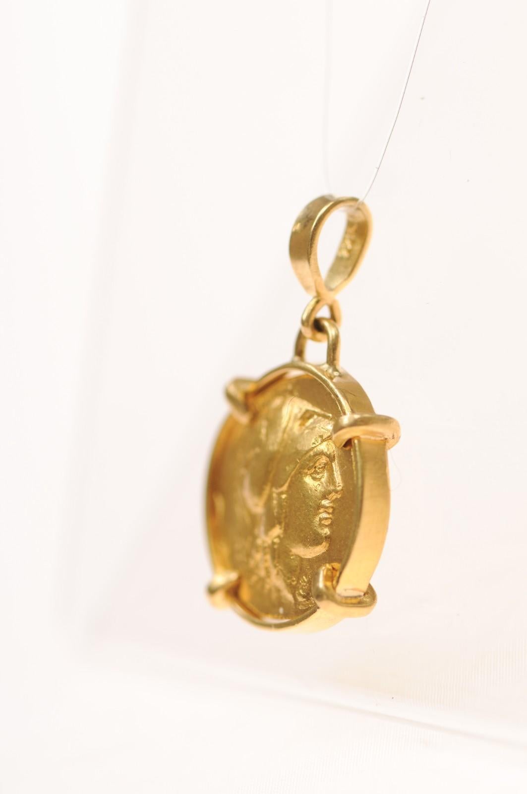 Ancient Greek Gold Stater [coin} Pendant with 22K Gold (pendant only) For Sale 4