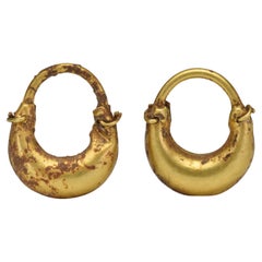 Ancient Greek Hellenistic Gold Boat - Shaped Earrings