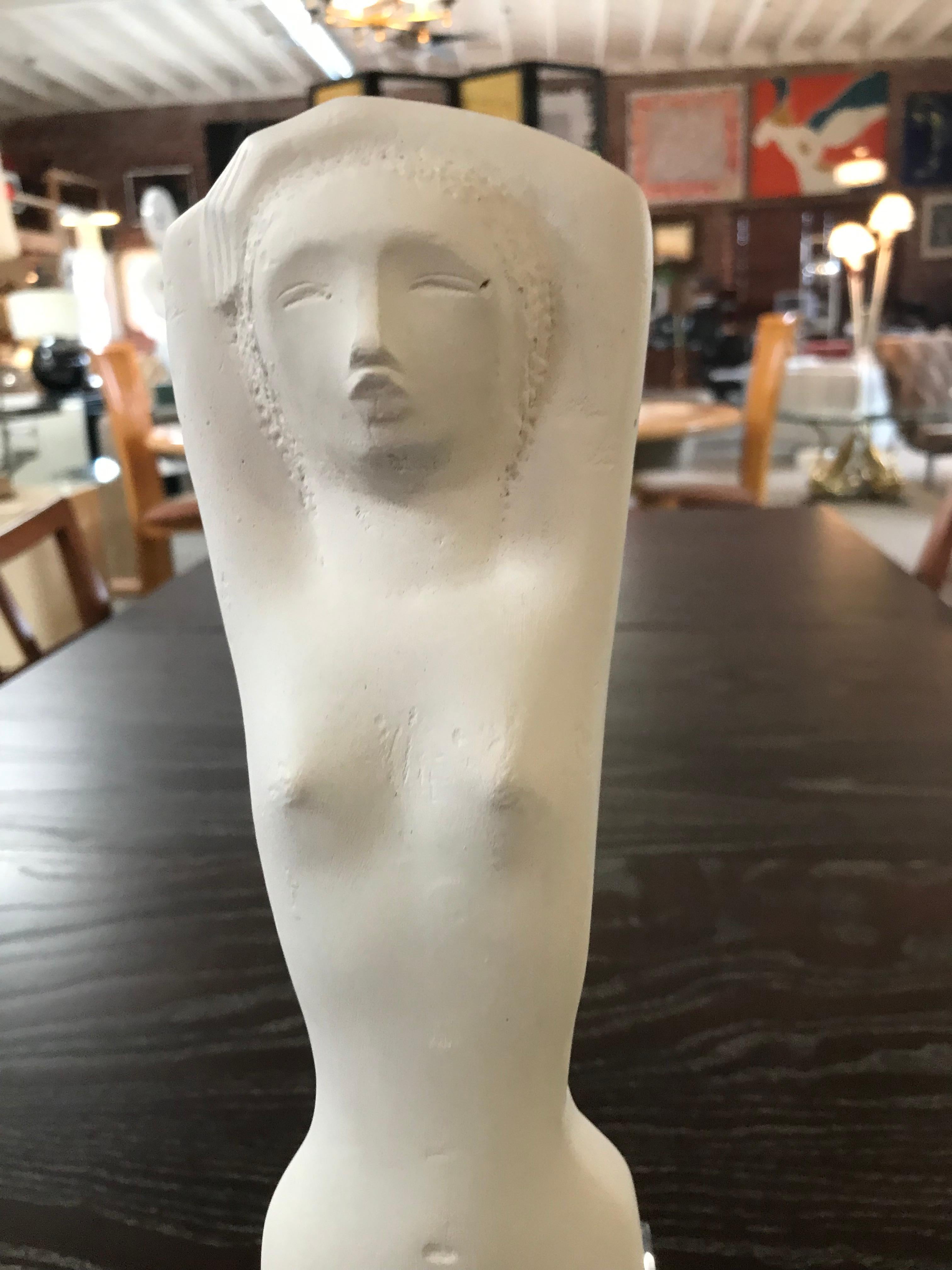 Unknown Ancient Greek Kore Style Plaster Sculpture on Lucite Base