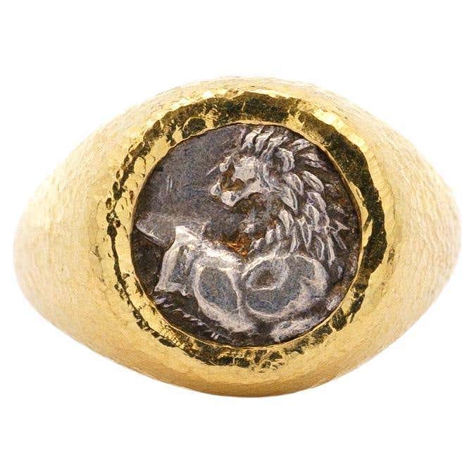 Ancient Greek 5th Century BC Griffin Coin 22K Gold Ring For Sale at ...