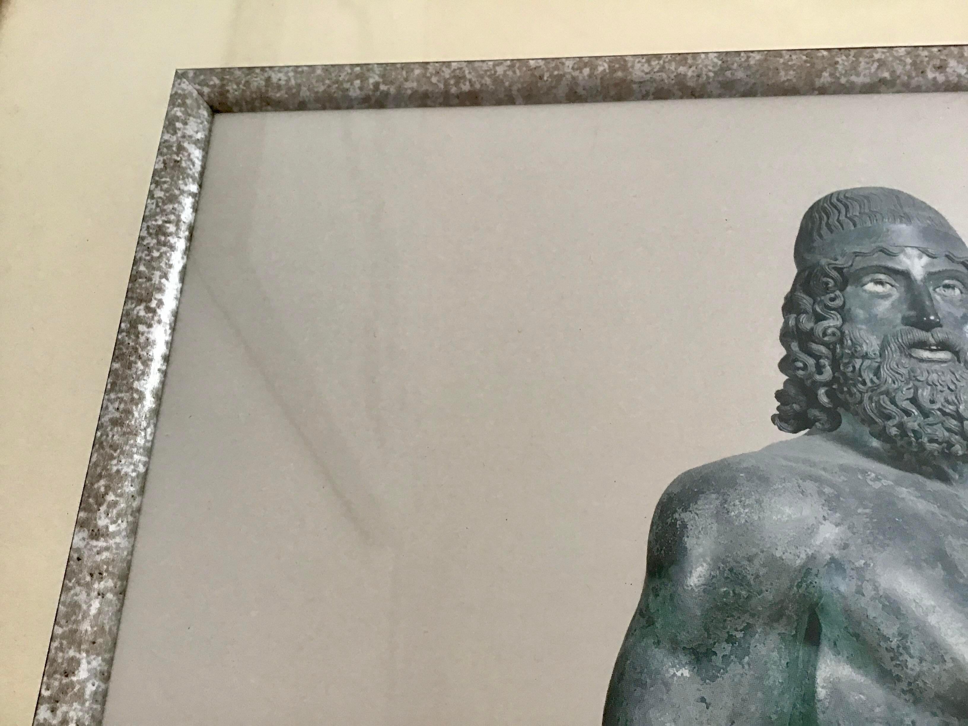 Glass Ancient Greek Men Statues Photographs, a Pair For Sale
