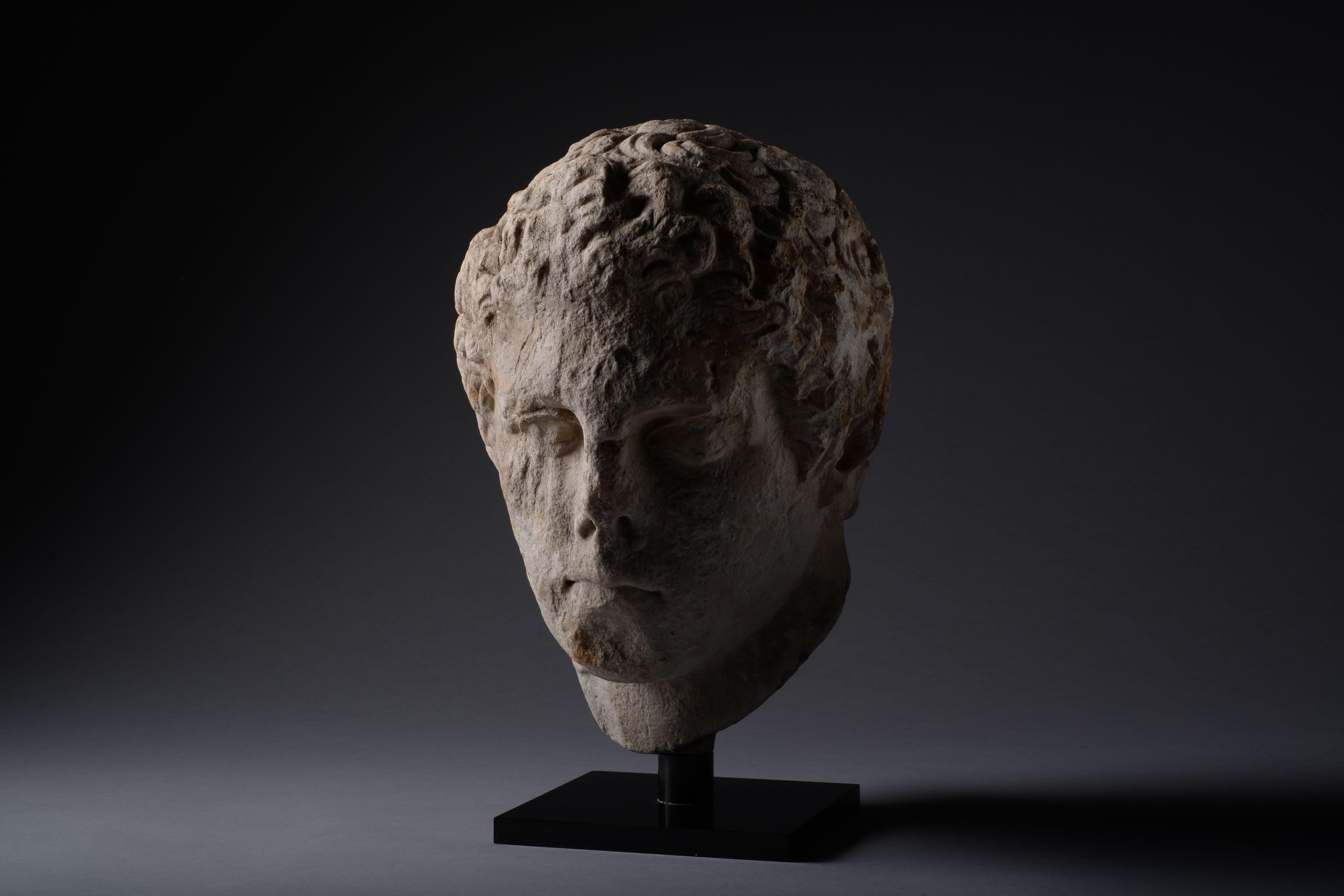 18th Century and Earlier Ancient Greek Hellenistic Marble Head of an Athlete